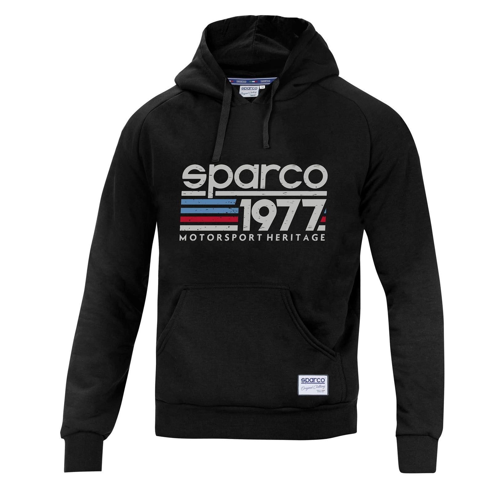 Sweat à Capuche Homme Sparco 1977 Noir - Taille L - Style Motorsport - Neuf